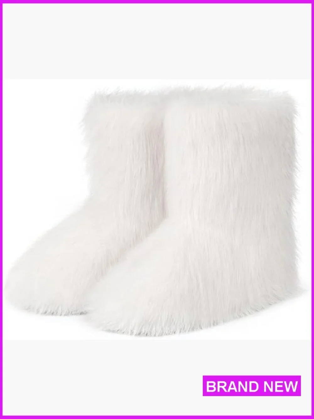 Furry Faux Fur Mid-Calf Snow Boots Warm Winter Fluffy Outdoor Flat Shoes